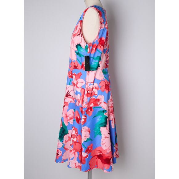 Tahari ASL Floral Midi Dress 14 A-Line Baby Shower Wedding Guest Vacation Resort - Picture 2 of 10